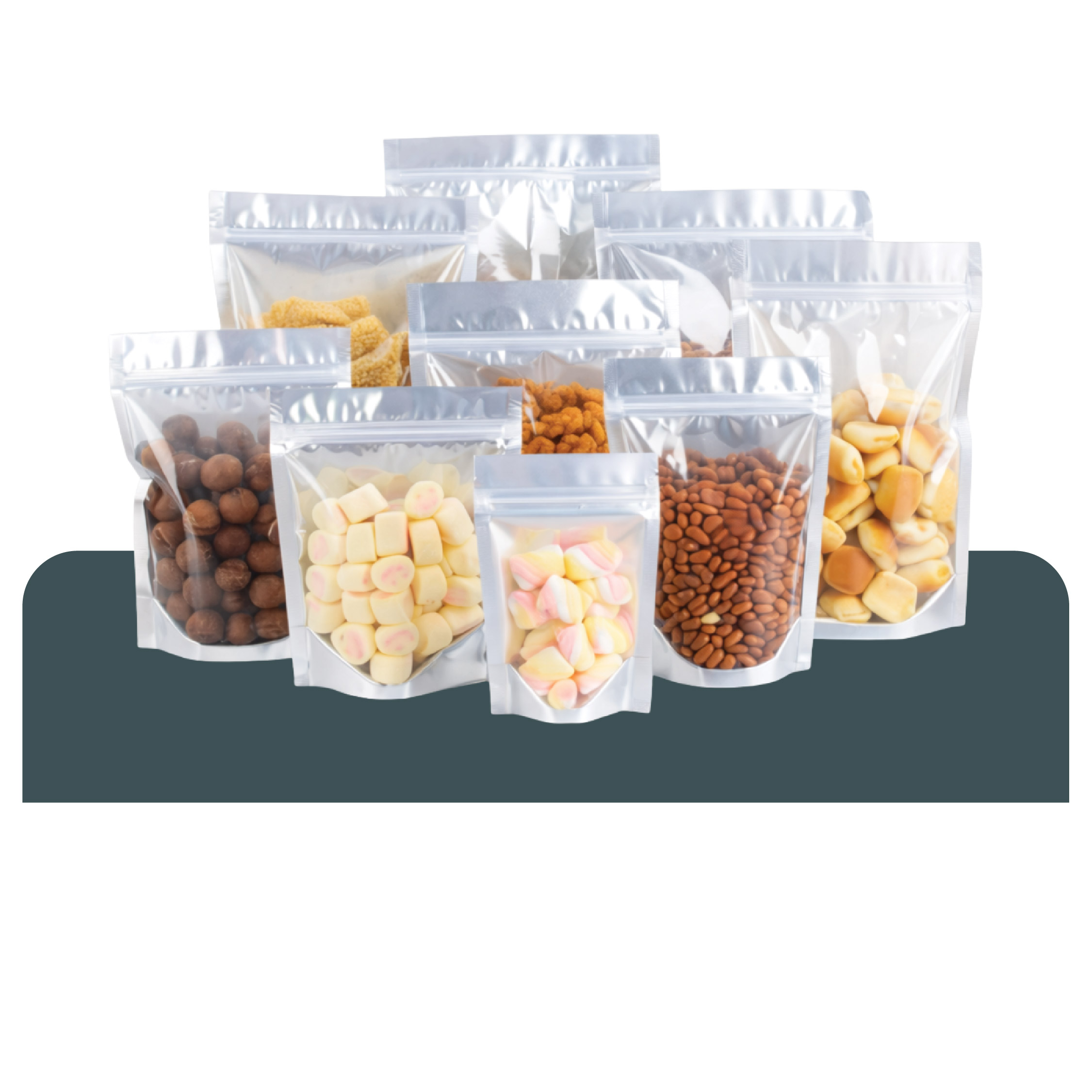 SG Print Pack-11 Stand Up Aluminium Foil & Clear Zipper Bag - Image 1